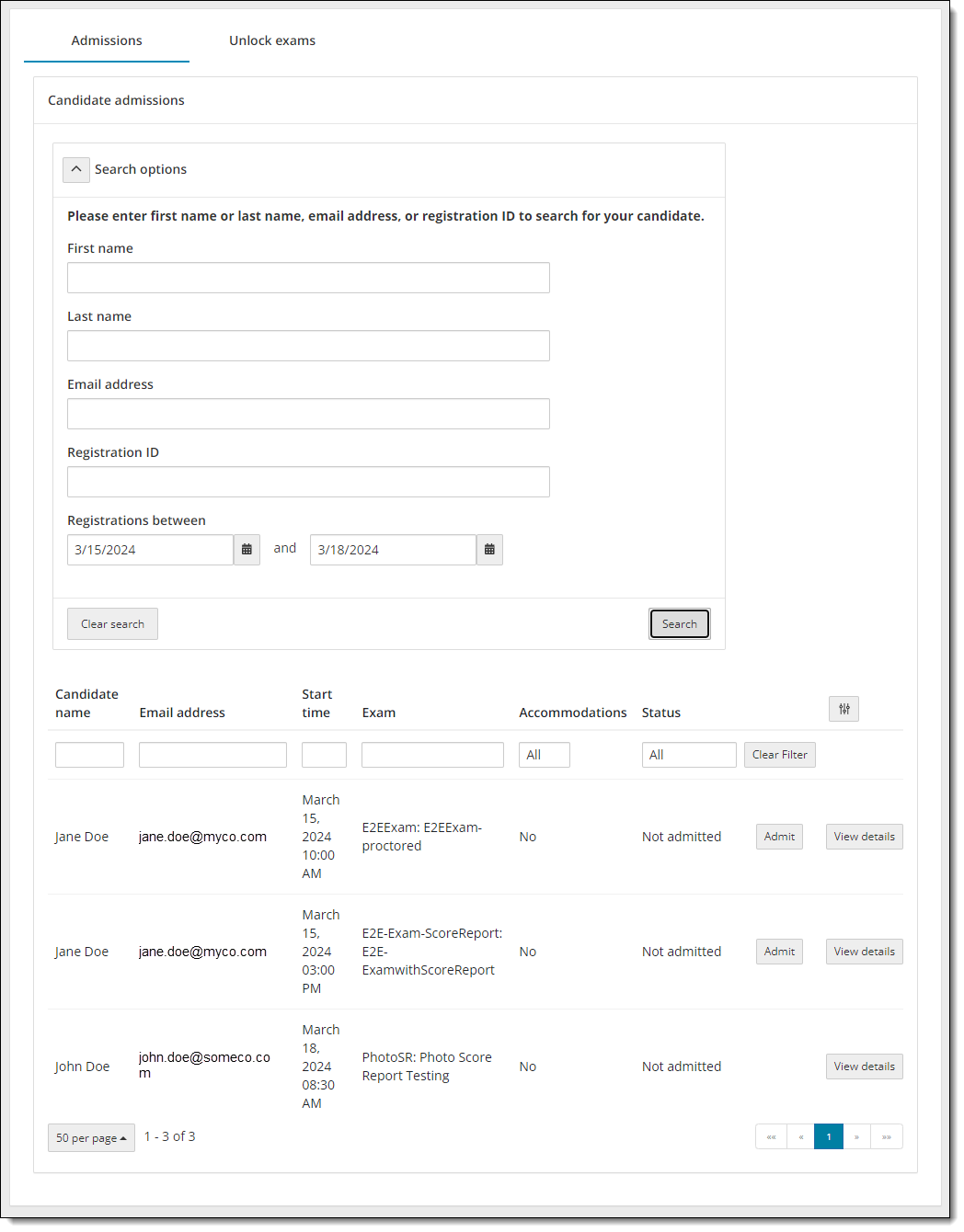 Advanced search by date range.